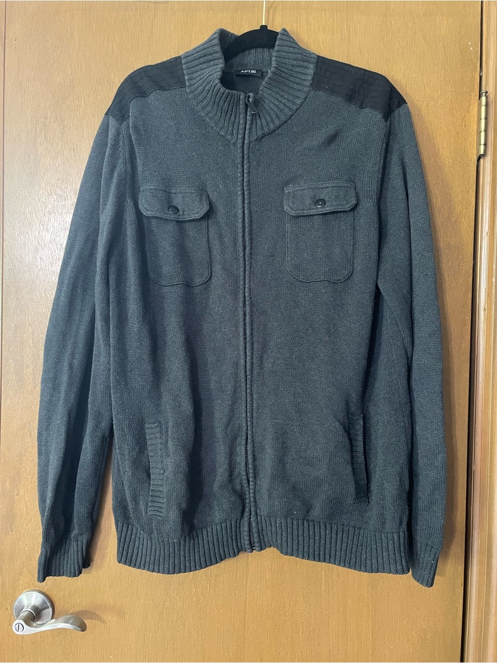 Apt. 9 Men's Dark Gray Full-Zip Knit Sweater Jacket